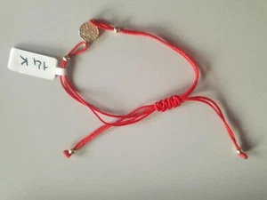 Armband Gold 585  mit Textilarmband  mit Kristall rote Schnur - Bild 1 von 2