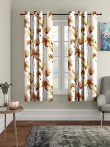 2 Pieces Abstract Flower Eyelet Polyester Window curtains - 5 Feet - Picture 1 of 9