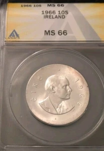 1966 Ireland 10 Shillings Silver - Anacs MS66 - Picture 1 of 4