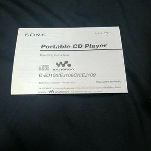 Sony Portable CD Player Operating Instructions For D-EJ 100 *ORIGINAL* - Picture 1 of 2