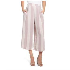 Leith 2XL XXL Striped High Waist Pink Purple Wide Leg Culottes Pants NWT Fashion - Picture 1 of 6