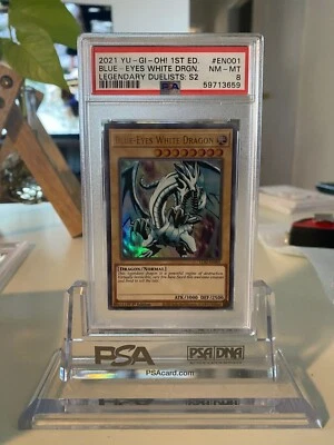 Yugioh PSA 8 NM-MT Blue-Eyes White Dragon  LDS2-EN001 1st Ed. Ultra Rare - Image 1 of 2