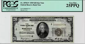 1929 $20 Federal Reserve Bank*STAR*note-fr.1870-I*(Minn)PCGS 25PPQ-Low 3 digit# - Picture 1 of 6