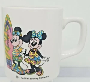 Vintage Walt Disney Company Mickey & Minnie Mouse Surfers Coffee Mug 12oz cup - Picture 1 of 8