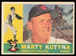 1960 TOPPS MARTY KUTYNA RC KANSAS CITY ATHLETICS #516 VG/EX - HIGH #