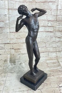 ESTATUA DE BRONCE MACIZO ESTILO ART DECO EXTERIOR/JARDÍN DESNUDO ESCULTURA MASCULINA OBRA DE ARTE SIN RESERVA - Imagen 1 de 10