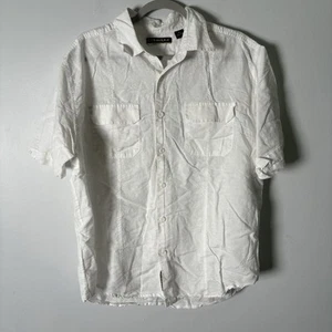 Camicia Cubavera uomo XL misto lino avorio manica corta bianca con bottoni - Foto 1 di 8