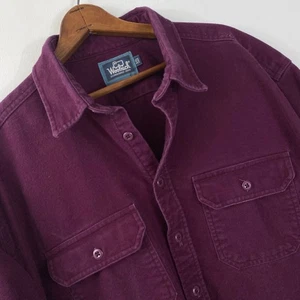 Camicia vintage Woolrich uomo 2XL USA bordeaux camoscio pesante con bottoni flanella - Foto 1 di 11