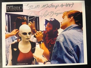 Star Wars EP1 Die dunkle Bedrohung Aurra Sing Makeup, hinter den Kulissen SIGNIERT - Bild 1 von 1
