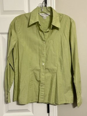 Blusa informal esquina anexo talla 4 verde claro ajustada camisa abotonada blusa top Foto 1 de 3