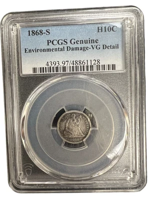 1868-S Seated Liberty Half Dime H10C PCGS-Environmental Damage VG Detail - Image 1 of 4