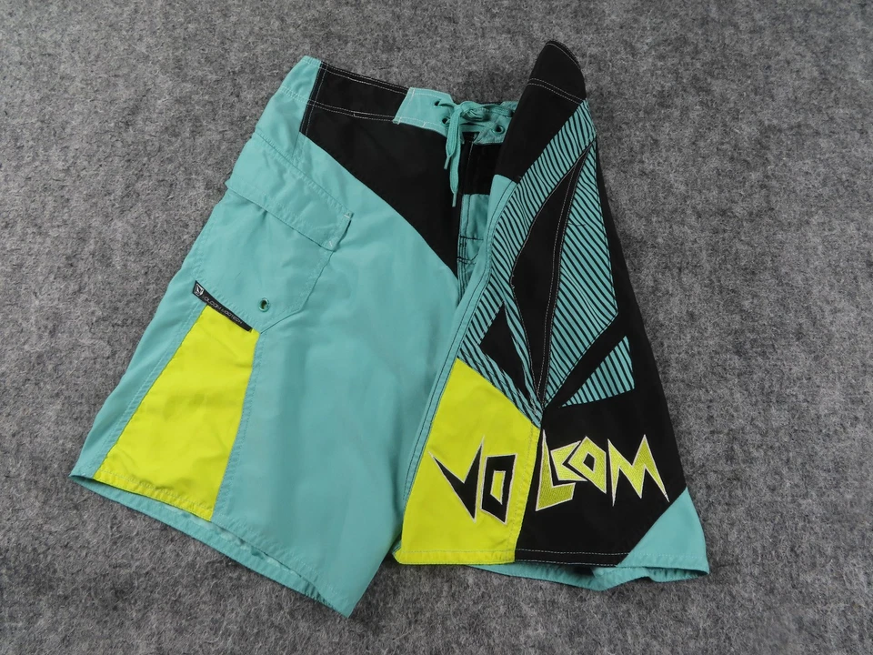Vintage Volcom Board Shorts Mens 32 Blue Big Logo Modtech Swim Trunks USA Y2K - Image 1 of 4