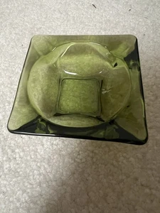 VTG Anchor Hocking 3½” Green Glass Square Ashtray - Picture 1 of 3