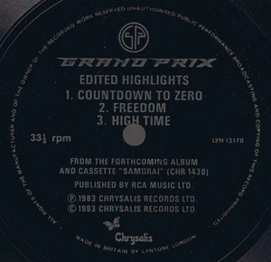 Grand Prix Samurai Sampler 7" vinyl UK Chrysalis 1983 flexi disc promo edited - Bild 1 von 1