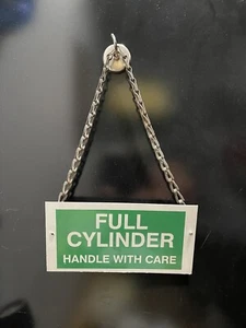 Vintage Gas Cylinder Metal Sign Double Sided Full/Empty Cylinder With Chain USA - Picture 1 of 7