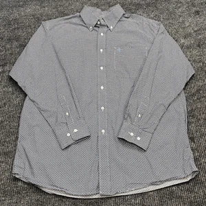 Ariat Button Down Long Sleeve Shirt Mens XL Blue White Geometric Western Cowboy - Picture 1 of 11