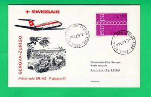 Swissair Genoa - Zurich 1971 first flight cover DC-9 Jet aviation FFC FDC Italy  - Picture 1 of 3