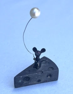Vintage Setay Sterling Silver Mouse on Cheese w/ Pearl Figurine Art Paperweight - Picture 1 of 11