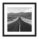 Long Straight Road Mountain Landscape Square Framed Wall Art 9X9 In