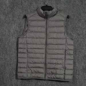 Uniqlo Ultra Light 90% Down Vest Mens Small Packable Puffer Gray Full Zip - Picture 1 of 9