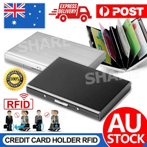 RFID Blocking Stainless Slim Wallet ID Credit Card Holder Case Protector Purse - Picture 1 of 11