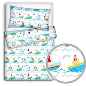 2Pc Baby Bedding Set 120x90 cm Boats Blue - Picture 1 of 2
