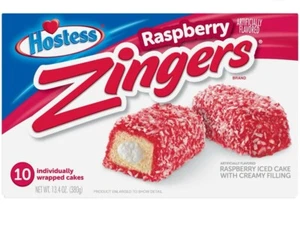 🟢 New Hostess Raspberry Zingers Iced Cake Filling Creamy 10-Count 13.4oz - Picture 1 of 2