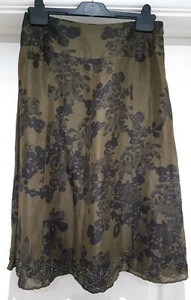 Monsoon Women's Deep Green Skirt Beaded Hem Detail Linen/Silk UK 8 EU 36 - Picture 1 of 5