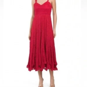 Vestido Formal Anthropologie Hutch Rojo Floral Encaje Costuras Midi para Mujer 14 Nuevo con Etiquetas - Imagen 1 de 7