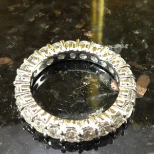2.00Ct Round Real Diamond Anniversary Eternity Band 14K White Gold Ring Size 6.5 - Picture 1 of 6