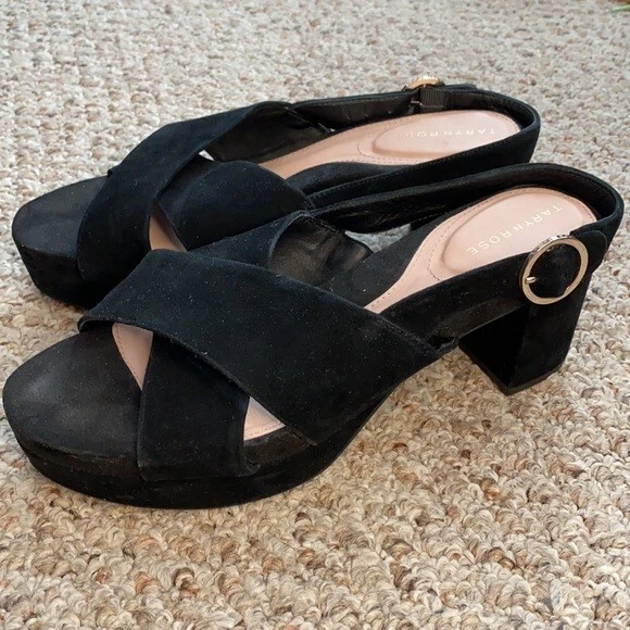 TARYN ROSE, sandalias mujer, talla 39/9b, cuero negro nuevo, plataforma Foto 1 de 4