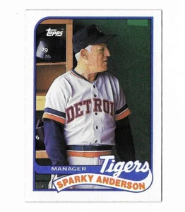 Sparky Anderson 1989 Topps #193 Baseball Manager Detroit Tigers & Checklist HOF - Picture 1 of 2