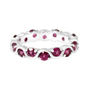 Anillo de plata esterlina banda completa de eternidad rodolita granate piedras preciosas talla 8 - Imagen 1 de 9