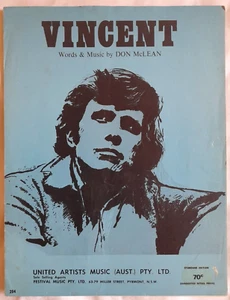 DON McLEAN - VINCENT - UNITED ARTISTS MUSIC VINTAGE SHEET MUSIC - Picture 1 of 3