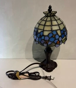 Vintage PartyLite Hydrangea Stained Glass Tiffany Style Tealight Lamp Flower 12" - Picture 1 of 5
