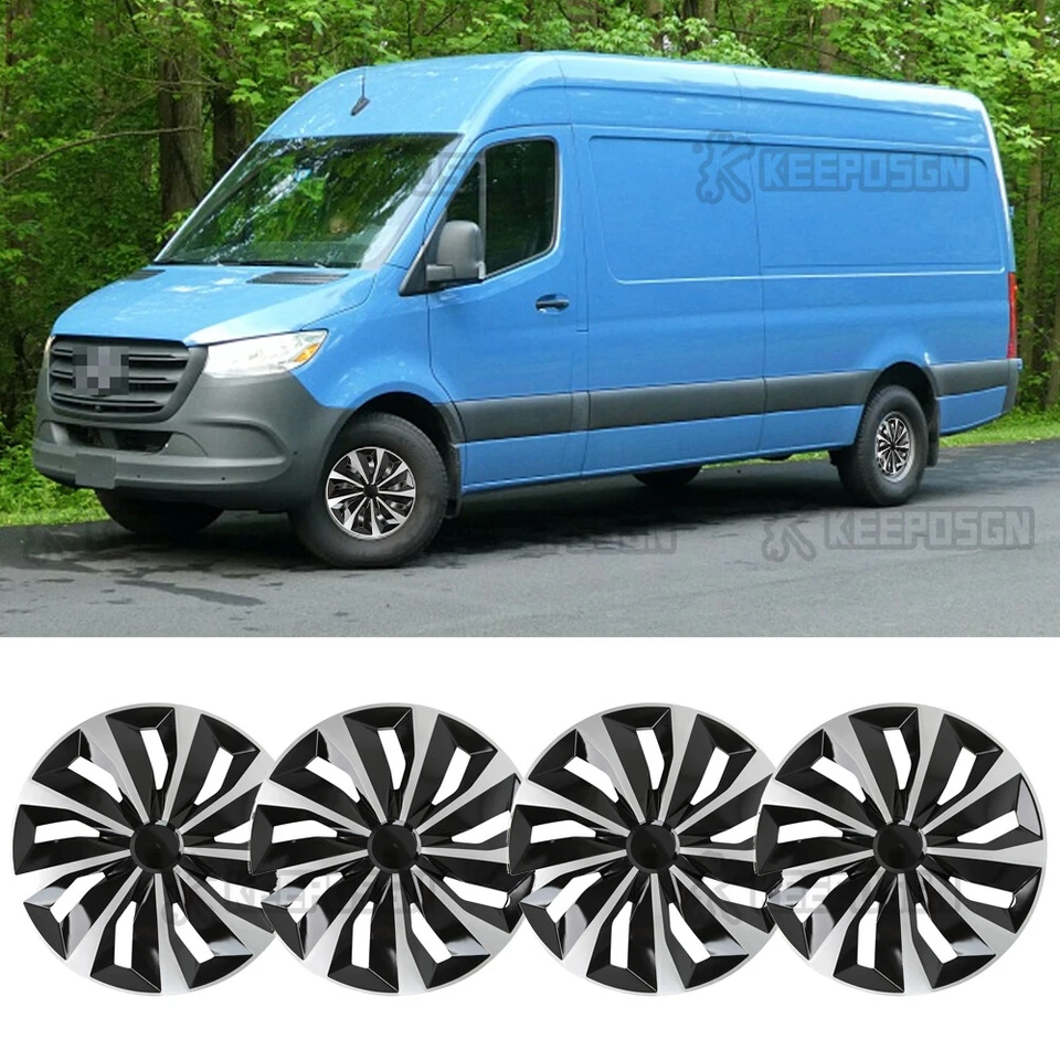 4 piezas cubiertas de rueda de 16" tapacubos a presión para furgoneta Mercedes-Benz Sprinter 2007-2024 Foto 1 de 4