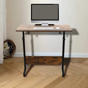 Rolling Computer Desk Home PC Laptop Table Sofa Bed Side Table Adjustable Height - Picture 1 of 22