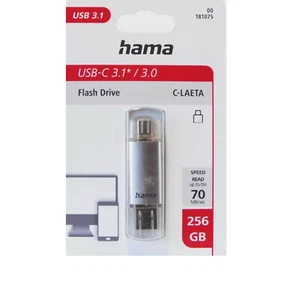 Hama C-Laeta 256GB Dual Interface USB 3 + USB-C Flash Drive 256GB 40MB/s - HAMA - Picture 1 of 3