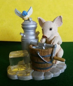 GELATO FATTO IN CASA fattoria maiale vivo statuina con secchio Churn collezione Hamilton - Foto 1 di 5