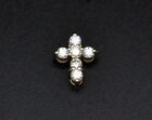 14k solid Yellow gold Natural Diamond Cross Pendant 0.30 ct shared prong Dainty