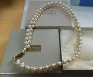 Vintage AVON perlmutt gewebt Halsband Halskette 16" lang neu im Karton 1985 - Bild 1 von 2
