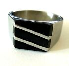 man's 316 L stainless steel black onyx gemstone unique ring size 12, 13