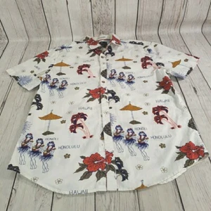 Denim & Flower Ricky Singh Shirt Mens Large White Maui Hawaiian Islands Slim Fit - Picture 1 of 8