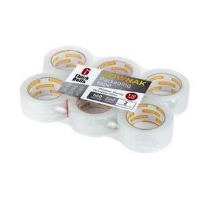 ROWNAK transparentes Verpackungsband 6 Rollen - 2,0 ml dick, 2,0 Zoll breit, 110 Yards Rolle - Bild 1 von 9