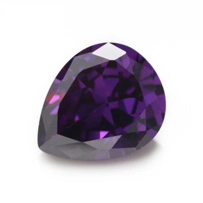AAAAA 8x10MM 6.18CT Purple Pear Faceted Cut Shape CZ VVS  Loose Gemstones - Image 1 of 4