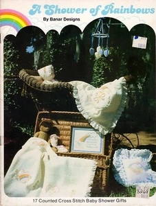 A Shower Of Rainbows By Banar Designs Baby Shower Gifts , Bonnet, Quilt Bear NOS - Picture 1 of 4