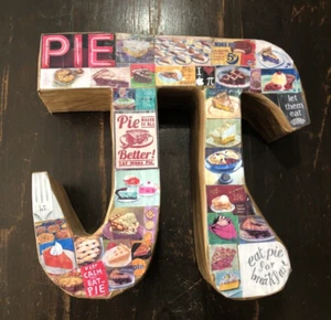 2 Sided Pi and Pie Sign Folk Art Hand Made One Of A Kind 14” - Picture 1 of 4