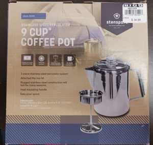 Stansport Aluminium Percolator Coffee Pot - 9 Cup - Picture 1 of 3