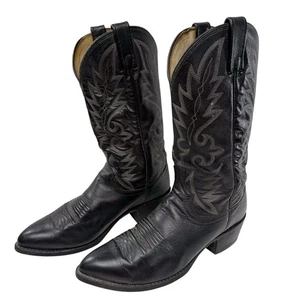 Dan Post Western Cowboystiefel Herren Größe 9 EW Vintage 90er schwarz Leder mandelförmige Spitze - Bild 1 von 12