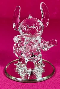 Disney Arribas Brothers Stitch with Ukulele Guitar Crystal Clear Glass New Box - Picture 1 of 10